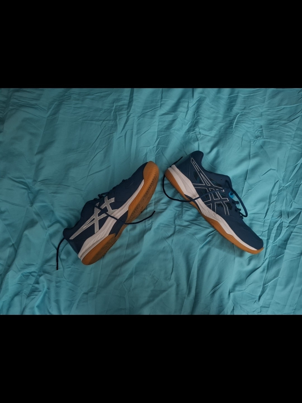 ASICS Men's Navy Blue Indoor Court Sneakers with Gum Outsole